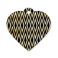 Gold,black,art Deco Pattern Dog Tag Heart (two Sides) by NouveauDesign