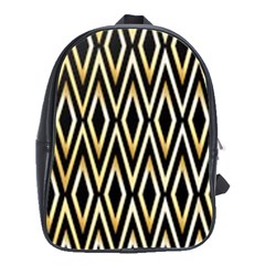 Gold,black,art Deco Pattern School Bag (large) by NouveauDesign