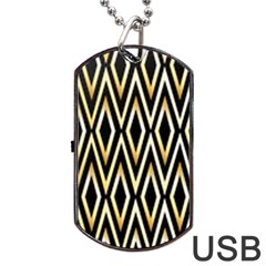 Gold,black,art Deco Pattern Dog Tag Usb Flash (two Sides) by NouveauDesign