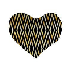 Gold,black,art Deco Pattern Standard 16  Premium Heart Shape Cushions by NouveauDesign