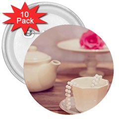 High Tea, Shabby Chic 3  Buttons (10 Pack)  by NouveauDesign