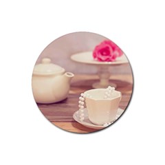 High Tea, Shabby Chic Rubber Coaster (round) 