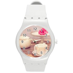 High Tea, Shabby Chic Round Plastic Sport Watch (m) by NouveauDesign