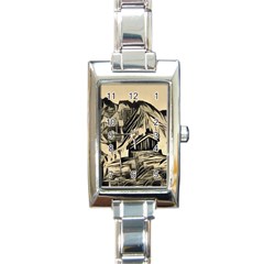 Ink Art Rectangle Italian Charm Watch by NouveauDesign