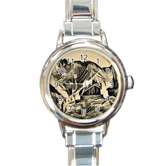 Ink Art Round Italian Charm Watch by NouveauDesign