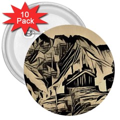 Ink Art 3  Buttons (10 Pack)  by NouveauDesign