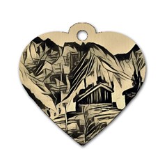 Ink Art Dog Tag Heart (one Side) by NouveauDesign