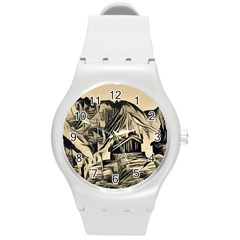 Ink Art Round Plastic Sport Watch (m) by NouveauDesign