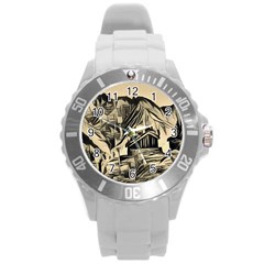 Ink Art Round Plastic Sport Watch (l) by NouveauDesign