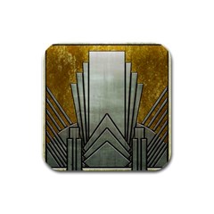 Art Nouveau Gold Silver Rubber Square Coaster (4 Pack)  by NouveauDesign