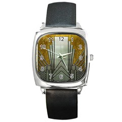 Art Nouveau Gold Silver Square Metal Watch by NouveauDesign