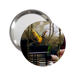 Funny Parrots In A Fantasy World 2 25  Handbag Mirrors by FantasyWorld7