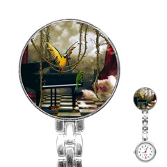 Funny Parrots In A Fantasy World Stainless Steel Nurses Watch by FantasyWorld7