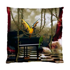 Funny Parrots In A Fantasy World Standard Cushion Case (one Side) by FantasyWorld7