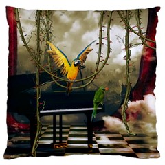 Funny Parrots In A Fantasy World Standard Flano Cushion Case (one Side) by FantasyWorld7