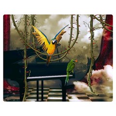 Funny Parrots In A Fantasy World Double Sided Flano Blanket (medium)  by FantasyWorld7