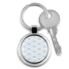 Blue,white,shell,pattern Key Chains (round)  by NouveauDesign