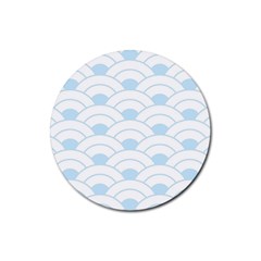 Blue,white,shell,pattern Rubber Round Coaster (4 Pack)  by NouveauDesign