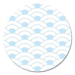 Blue,white,shell,pattern Magnet 5  (round) by NouveauDesign