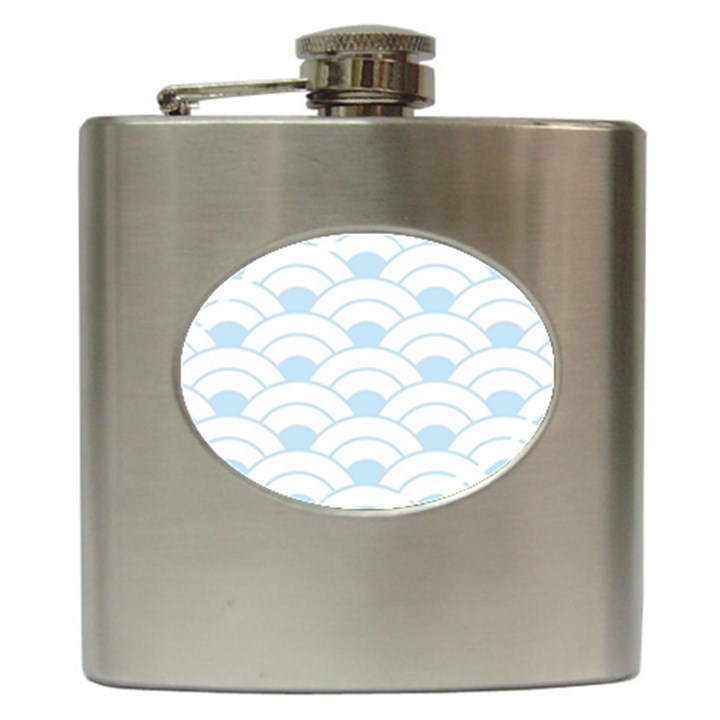 blue,white,shell,pattern Hip Flask (6 oz)