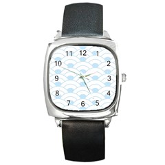 Blue,white,shell,pattern Square Metal Watch by NouveauDesign