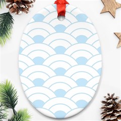 Blue,white,shell,pattern Oval Ornament (two Sides) by NouveauDesign