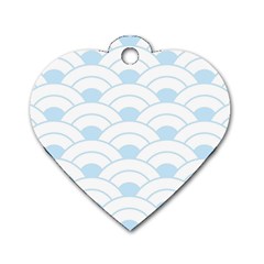 Blue,white,shell,pattern Dog Tag Heart (one Side) by NouveauDesign