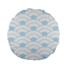 Blue,white,shell,pattern Standard 15  Premium Round Cushions by NouveauDesign