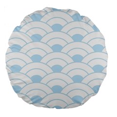 Blue,white,shell,pattern Large 18  Premium Round Cushions by NouveauDesign