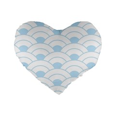 Blue,white,shell,pattern Standard 16  Premium Heart Shape Cushions by NouveauDesign