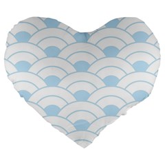 Blue,white,shell,pattern Large 19  Premium Heart Shape Cushions by NouveauDesign