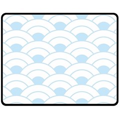 Blue,white,shell,pattern Double Sided Fleece Blanket (medium)  by NouveauDesign