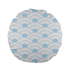 Blue,white,shell,pattern Standard 15  Premium Flano Round Cushions by NouveauDesign