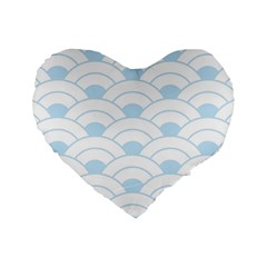 Blue,white,shell,pattern Standard 16  Premium Flano Heart Shape Cushions by NouveauDesign