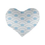 blue,white,shell,pattern Standard 16  Premium Flano Heart Shape Cushions Back