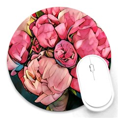 Beautiful Peonies Round Mousepads by NouveauDesign