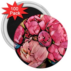 Beautiful Peonies 3  Magnets (100 Pack) by NouveauDesign