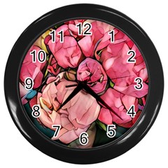 Beautiful Peonies Wall Clocks (black) by NouveauDesign