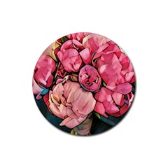 Beautiful Peonies Rubber Coaster (round)  by NouveauDesign