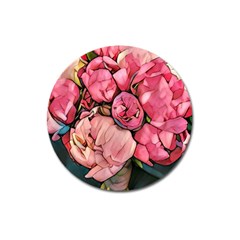 Beautiful Peonies Magnet 3  (round) by NouveauDesign