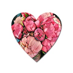 Beautiful Peonies Heart Magnet