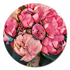 Beautiful Peonies Magnet 5  (round) by NouveauDesign