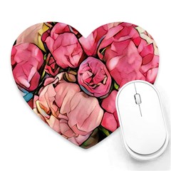 Beautiful Peonies Heart Mousepads by NouveauDesign