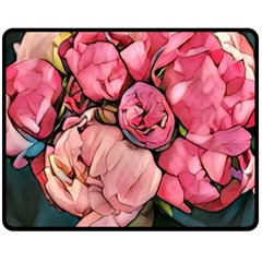 Beautiful Peonies Double Sided Fleece Blanket (medium)  by NouveauDesign