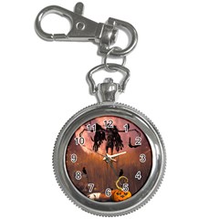 Halloween Design With Scarecrow, Crow And Pumpkin Key Chain Watches