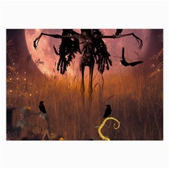 Halloween Design With Scarecrow, Crow And Pumpkin Large Glasses Cloth by FantasyWorld7