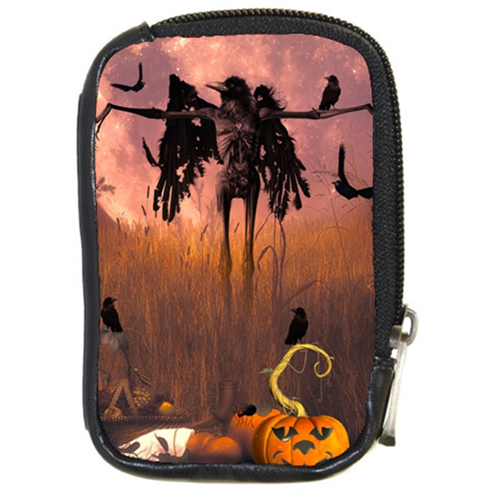 Halloween Design With Scarecrow, Crow And Pumpkin Compact Camera Cases