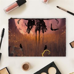 Halloween Design With Scarecrow, Crow And Pumpkin Cosmetic Bag (large)  by FantasyWorld7