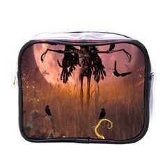 Halloween Design With Scarecrow, Crow And Pumpkin Mini Toiletries Bags by FantasyWorld7