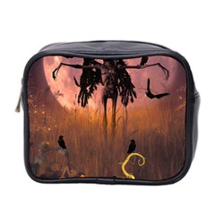 Halloween Design With Scarecrow, Crow And Pumpkin Mini Toiletries Bag 2-side by FantasyWorld7